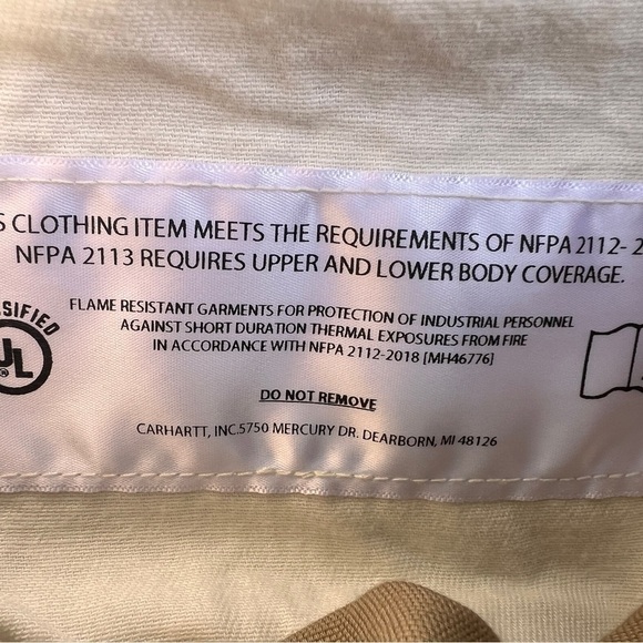 NWT Carhartt Fire Resistant Khaki Pants 2112 Cat 2 Size: 42/32 - Picture 11 of 14